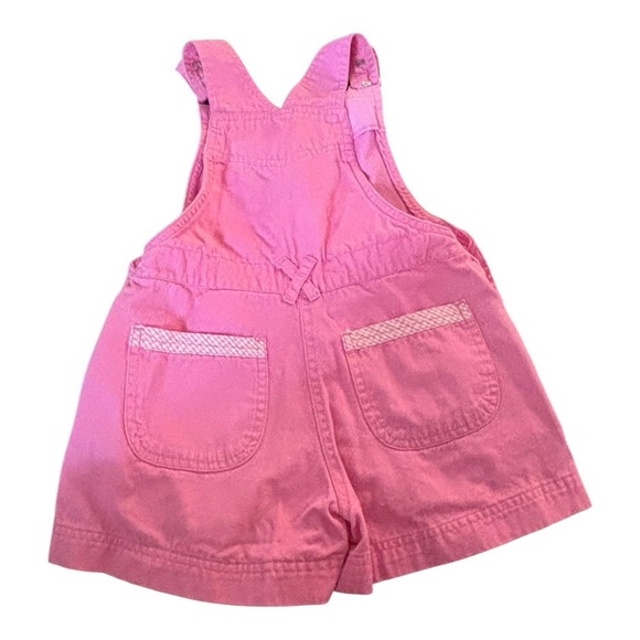 Vintage Mckids Button Down Short Overalls Girls‎ Size 5 Pink Flowers Mcdonalds - Picture 6 of 6